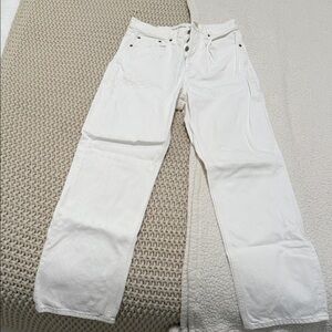Denim Forum Straight Leg White Jeans